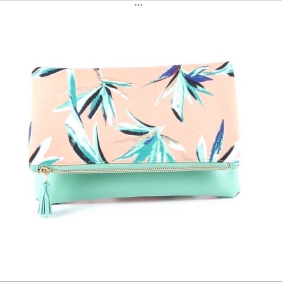 Rachel Pally Peach Paradise Reversible Palm Clutch - Picture 1 of 3